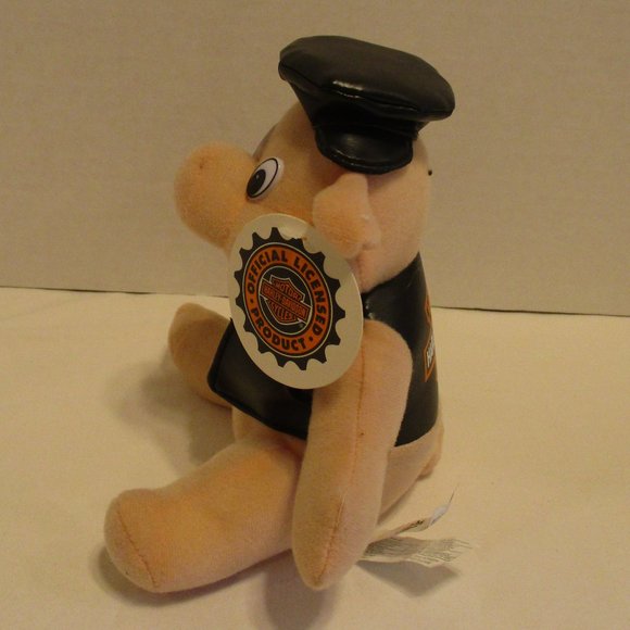 Harley Davidson Motorcycle Vintage 1998 NWT Black Red Peach Graphic Plush Hog - Picture 4 of 7